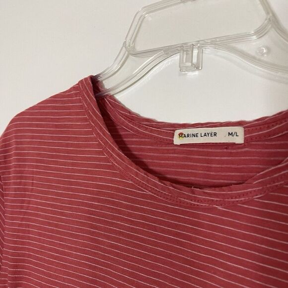 Marine Layer Red coral stripe pocket tshirt size Medium/large - Picture 3 of 6